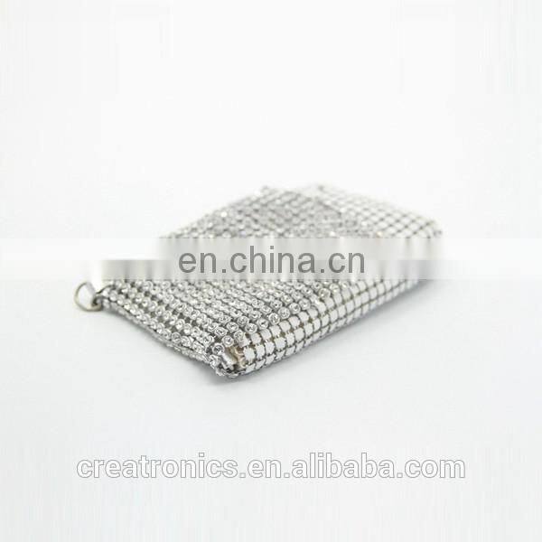 CR Low MOQ requirements aluminum diamond inlaid surface long chain hottest wholesale cell phone cases