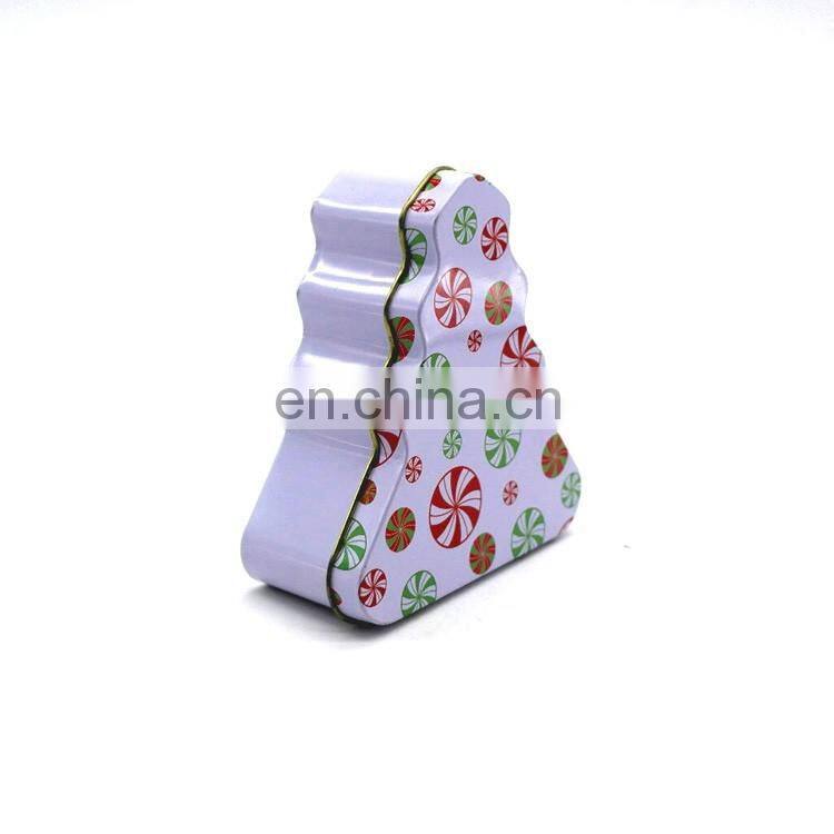 Tree shaped christmas empty irregular matal storage tin box can