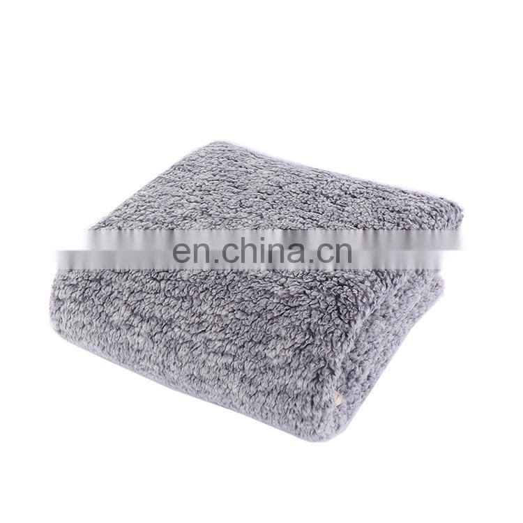 Wholesale High Quality Gray Plain Color Printed Fluffy Plush 100%Sherpa Blanket Sherpa Fleece Throw Blanket