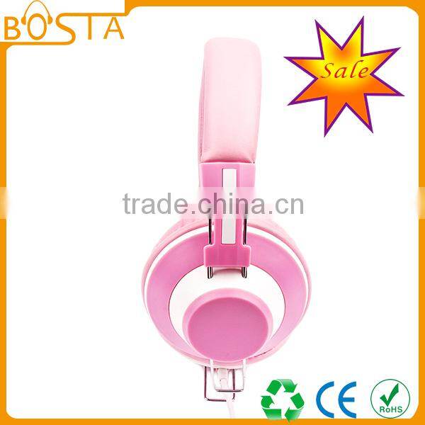 Fashion hot selling best stylish lovely pink leather headphone