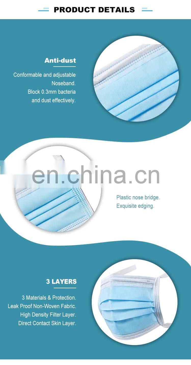 Surgical grade Masque 3ply Head Belt Type Disposable Medical Surgical Mask for Hospital/Clinic/Dentistry