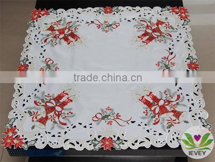 wholesale Christmas red flower candle bell hand embroidery designs tablecloth lmzc1001(1)