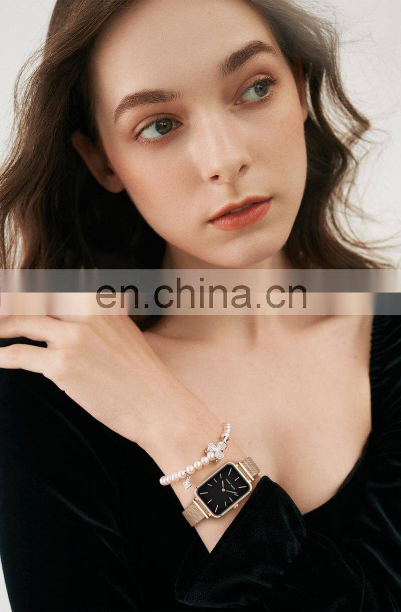 Hannah Martin 1241 Luxury Ladies Bracelet Quartz Watch Ultrathin Simple Japanese Movement Stainless Steel Mesh Belt Watches