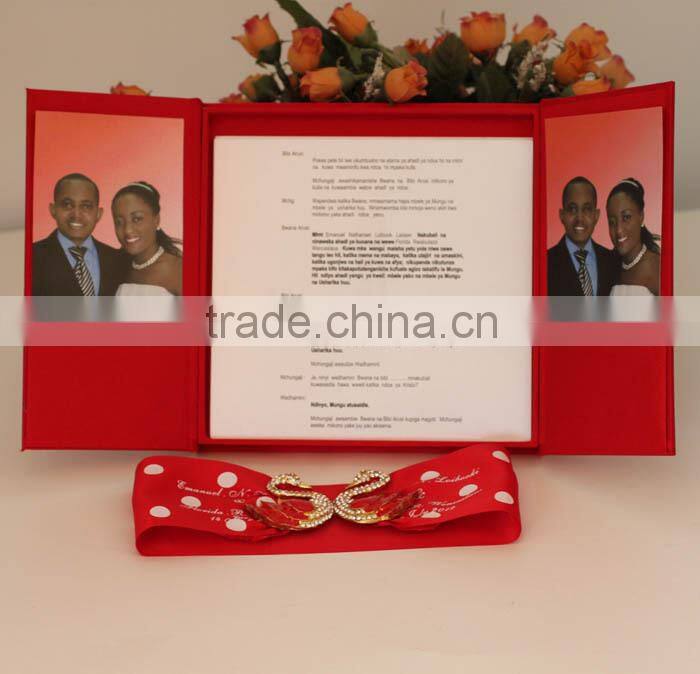 Arabic Pretty Product Two Swans Red Silk Wedding Box Invitation