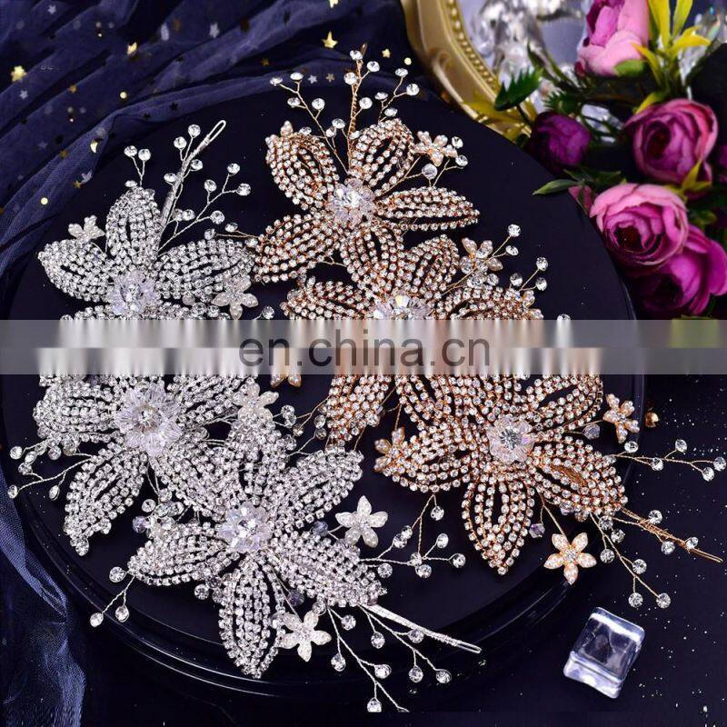 Flower Bridal Crown Tiara Rhinestone Wedding Hair Jewelry Bridal Hair Accessories Luxury Crystal Bridal Headwear