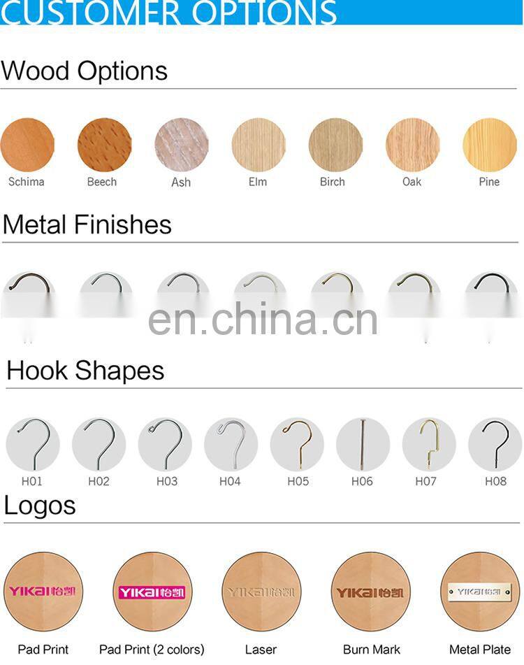 Standard hotel custom Logo natural suit jacket coat clothes wooden hangers ,anti-theft YKL-YJHM003