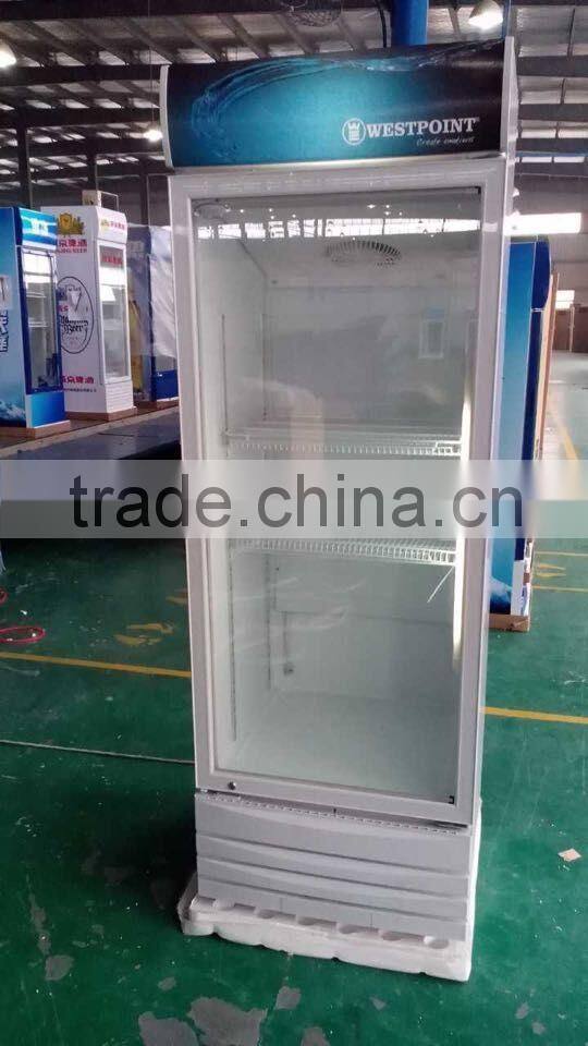 Tempered glass door big side LED light showcase for south america market