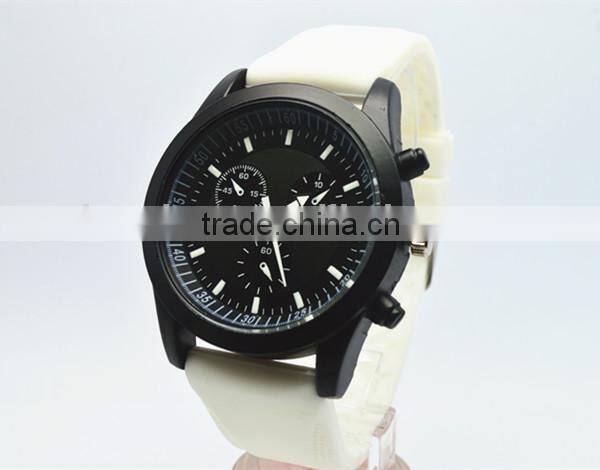 japanese quartz movement watches waterproof 3 atm, white silicone strap