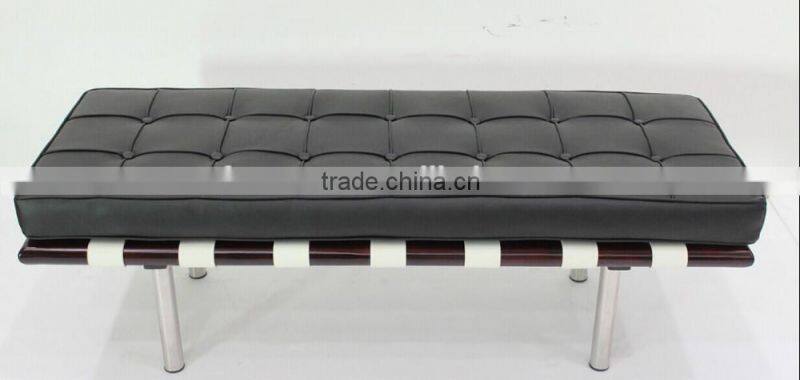 Replica German style Classic Black Italian Genuine leather Barcelona Daybed, Barcelona collections by Ludwing Mies Van der Rohe