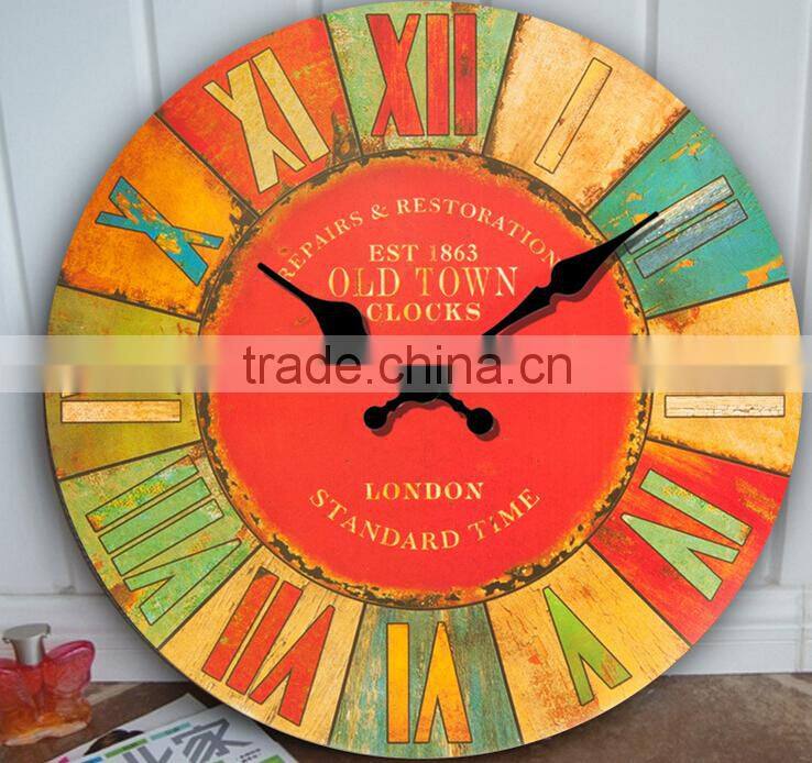 New Products Wholesale Fashion Round Shape Wooden Crafts Wall Clock