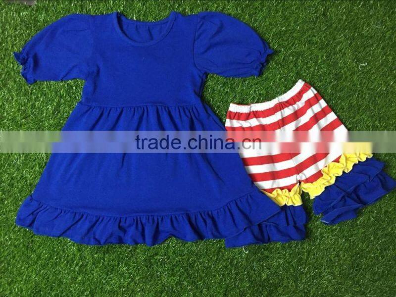 Boutique Outfits Knit Cotton Layered Clothing Sets US Independence Day patriotic striped children suit