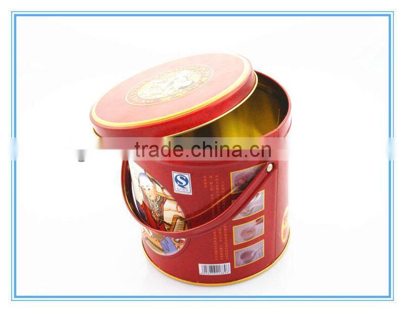 Superior new round tin box with handle for food