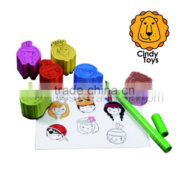 MDF Rubber Stamps Boys & Girls 6 pcsfor kids