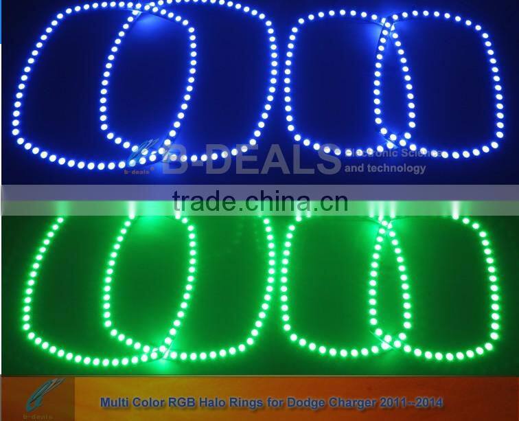 RGB Multi-Color LED Angel Eyes Halo Rings Kit For 2011-2014 Dodge Charger with Remote