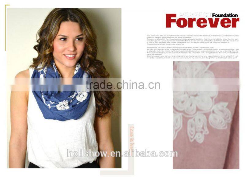 Wholesale Cotton Voile Flower Design Spring Embroidery Shawl Scarf