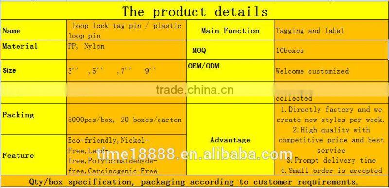 guangzhou fulling pin/arrow tag pin/Plastic U loop lock tag