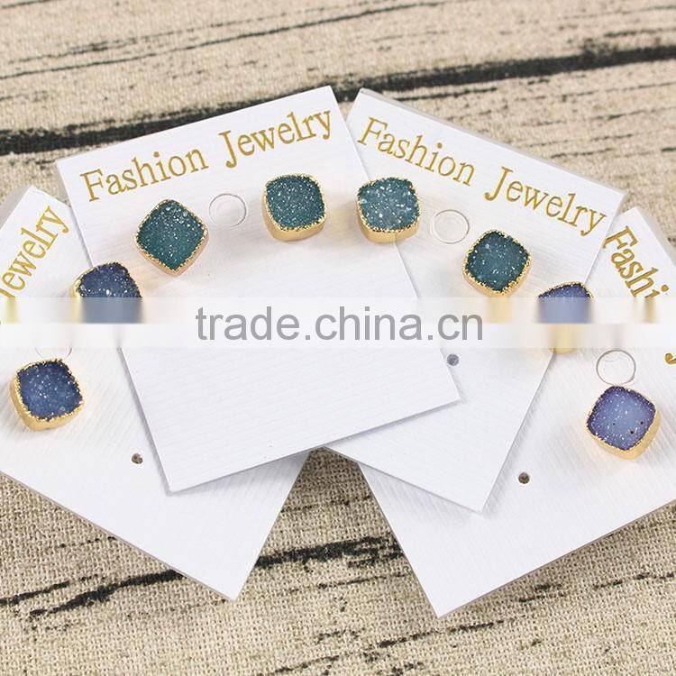 EA3149 Latest design Druzy Bezel Sets, Sparkly Druzy Post Earring