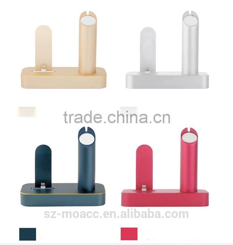 High quality for apple watch stand aluminum with stand battery charger for iPhone 5/6/6plus