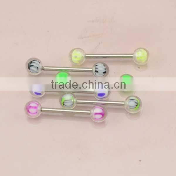 Wholesale Straight-Bar With Double Resin Balls Free Sample Tongue Rings
