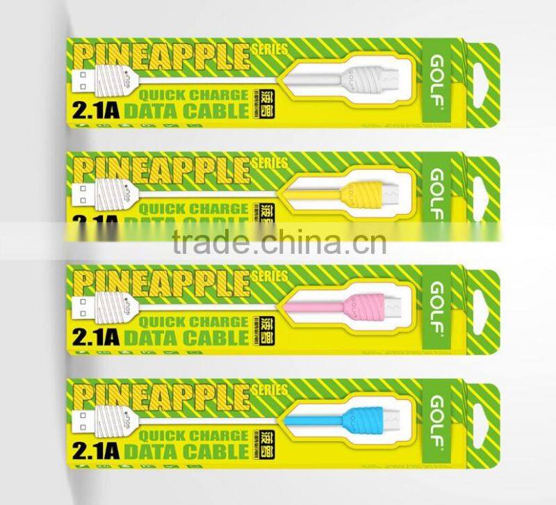 GOLF 2.1A Pineapple Series micro usb cable for android phone 1m quick charge and data pinepple cable for micro device