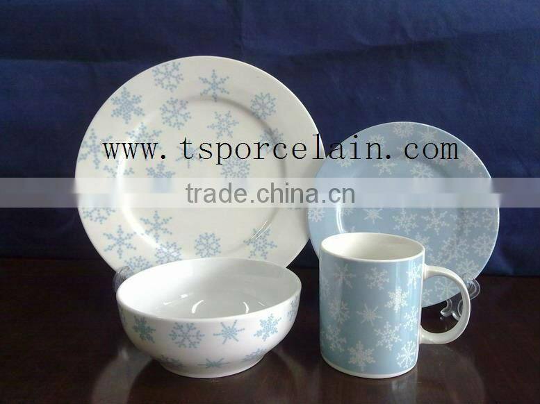 16pcs beautiful design hand printed stoneware wholsale dinnerware sets