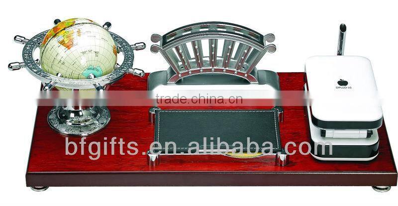 Wood Globe & Name card & Pen Holder Office Stationary Desktop Set Gift-38