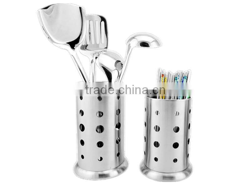 Multifunctional 0.6 MM Thick Stainless Steel Utensil Holder with Base for Modern Kitchen