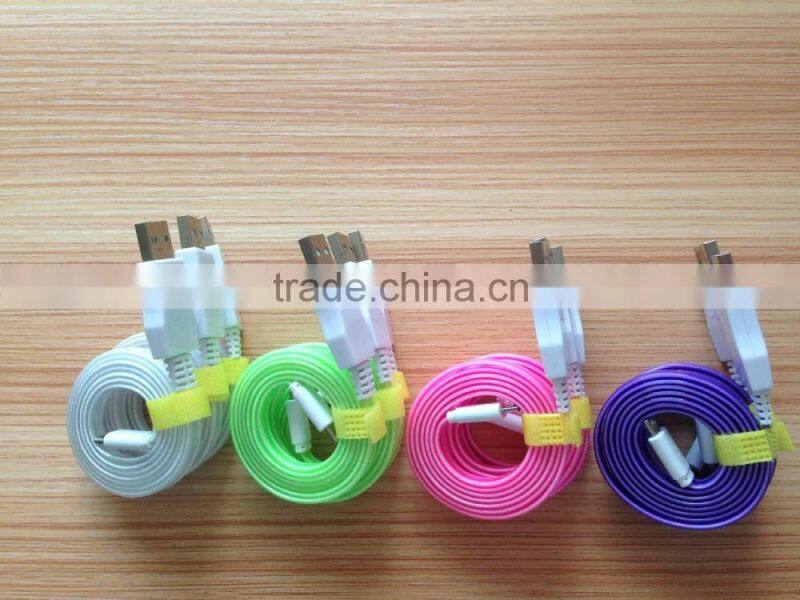 promotion products colorful flow LED flat micro cable