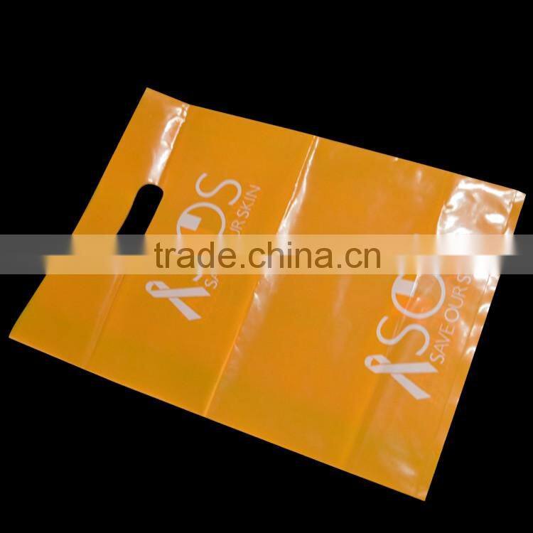 2 side printing colored ldpe plastic die cut bag for shopping