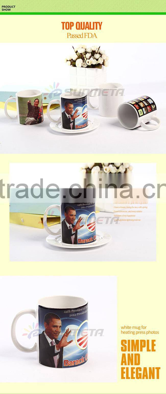 Sunmeta sublimation 11oz ceramic white mug ,blank heat transfer mugs