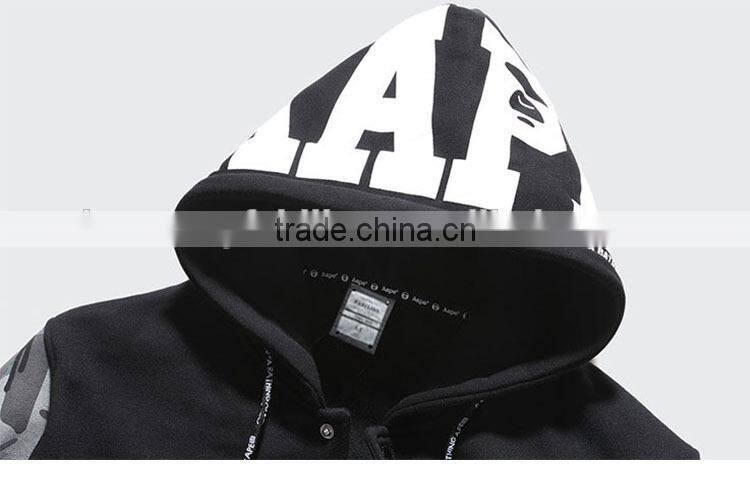 2015 hot whosale high quality cardigan embroidery with hood camouflage for insert hoodie