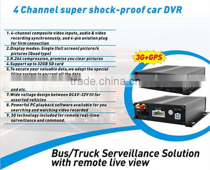 4 Channel black box 3G+GPS hdd Car+Truck+Bus gps wireless car dvr with 3g wcdma