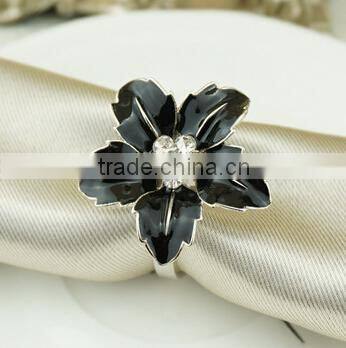 fashionable flower shape metal alloy enamel napkin rings