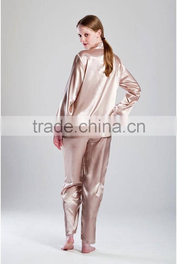 China market 100% polyester ladies satin nighties dress satin nightshirt