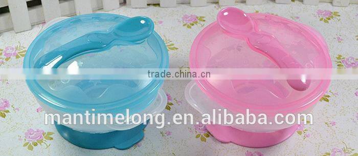 sucker bowl skid baby special suction wall bowl binaural bowl with cover and spoon 3 colors optional