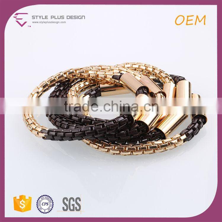 G68700Q01 STYLE PLUS high quality shiny gold plated alloy metal chain bracelet fashion jewelry chain bangle for women