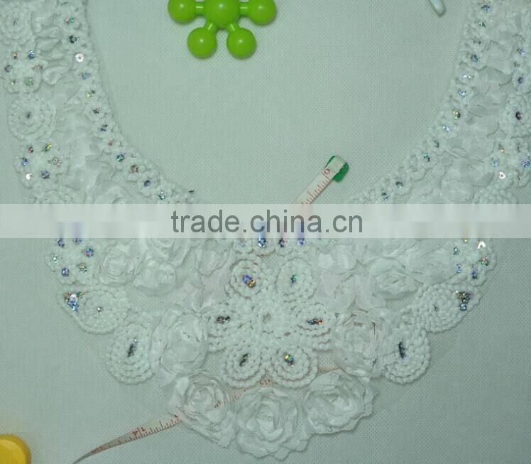 Chiffon Sequin Lace Fabric Mesh Embroidered U-shape Lace Collar