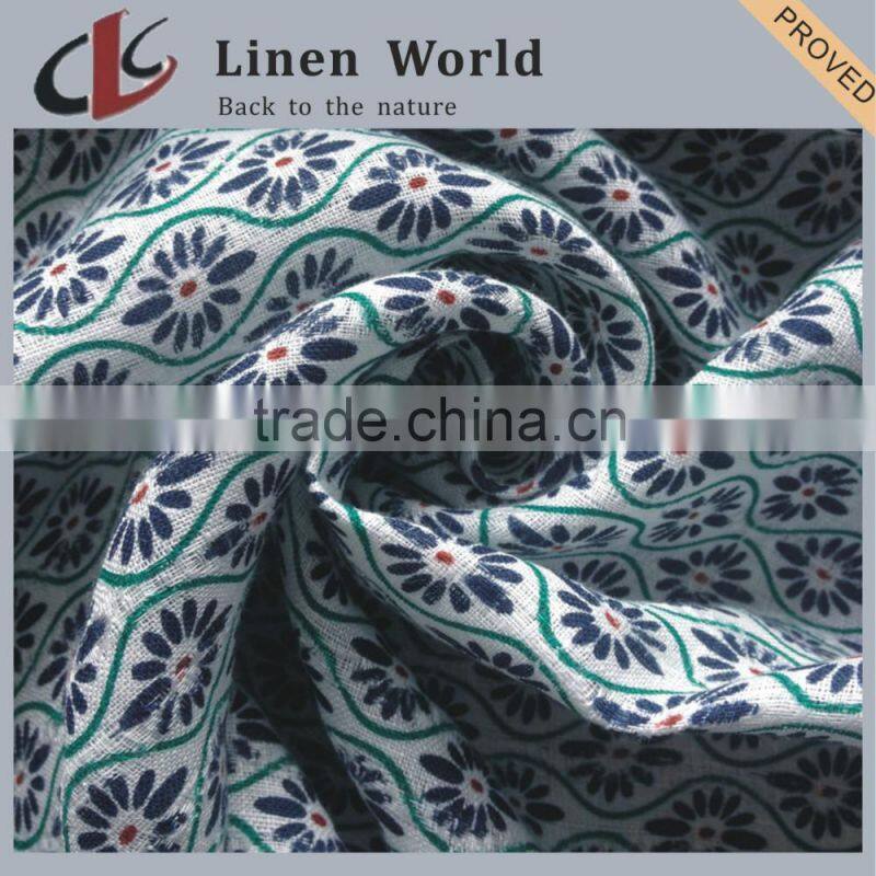 10S High Quality Printed Linen Viscose Blend Fabric