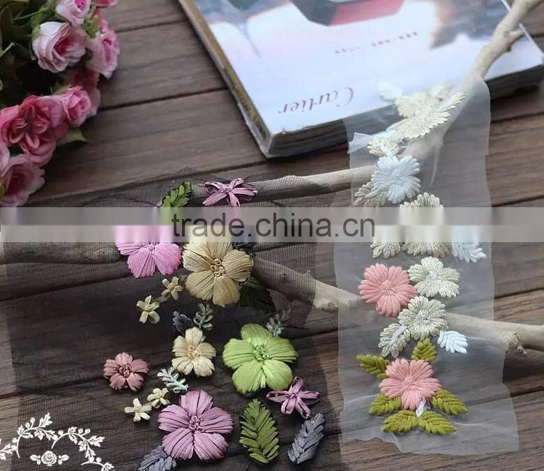 Stereoscopic ribbon embroidery flower