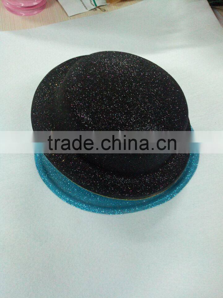 Promotional glitter bling plain blue black party top hat