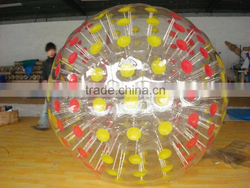 TPU & TPU inflatable glow zorb ball, inflatable zorb with harness