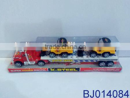 Cheap toy for kids plastic tow truck with 2 dinosaurs