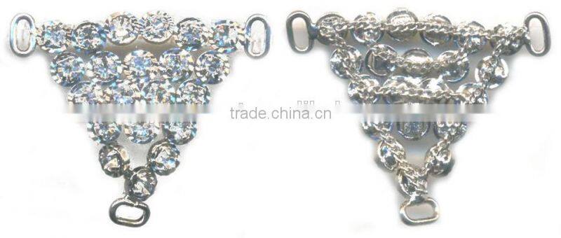 3MM Rhinestone Triangle Chain Connector Rhodium Metal Belt Buckle