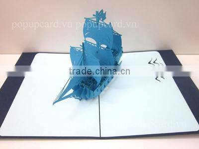 Red Boat 3d pop up greeting card