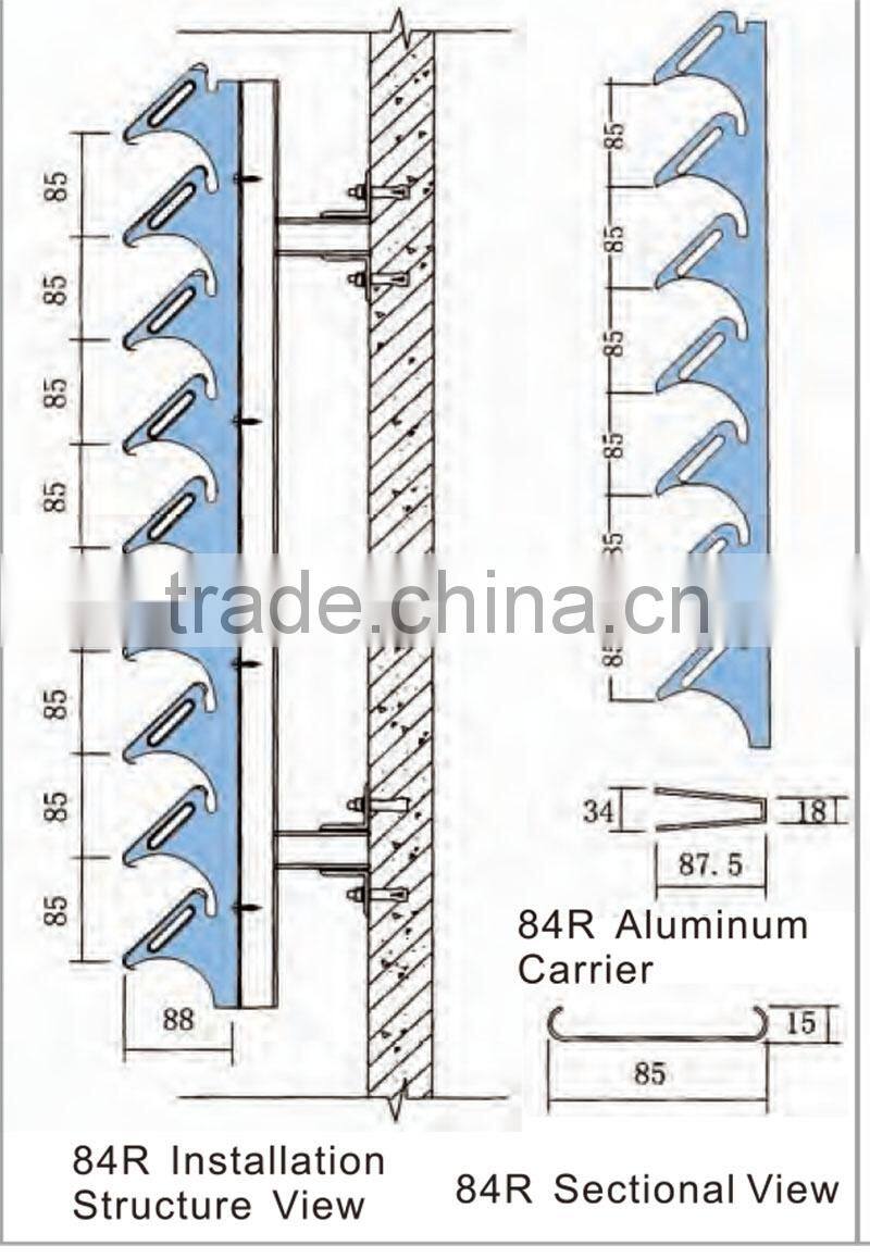 Weather Resistant Aluminum 84R Sunshade Louver Solid Panel