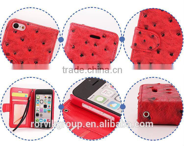 2015 best selling high quality PU leather flip case for iphone 5C, With ID Card Slot