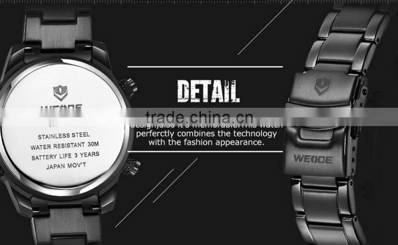 2015 New Arrival Weide Brand Luxury Men Quartz Watch Dial Watches Brief Elegant Mens Watch Stainless Steel