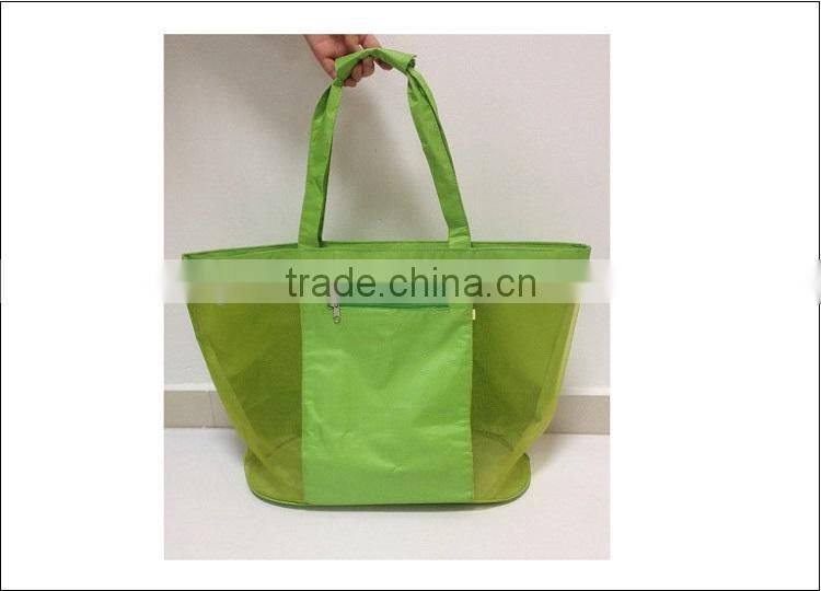 Oversized Eco-friendly Shoulder Bag Style Polyester Material Mesh Grid Beach Bag