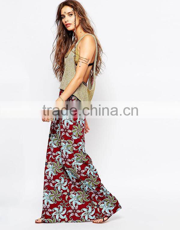 Rose print long skirt for womens maxi skirt