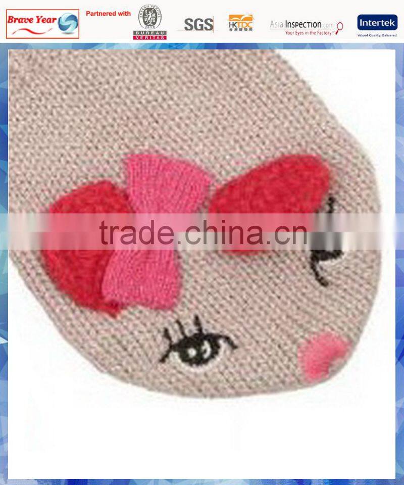 100% cotton bunny cute knit gloves mitten for kids